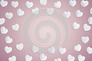 White Fabric love hearts with space