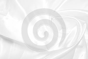 White fabric texture background, wavy fabric, Empty space. / Soft image.