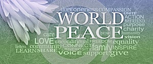 White feather for World Peace Word Cloud photo