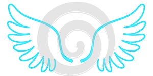 White feathered wings icon. Angel wing logo. Purity symbol