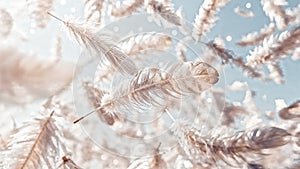 White Feathers Falling in the Sky Illustration