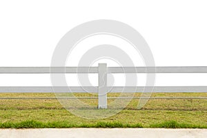 White fence on grassland isolated background