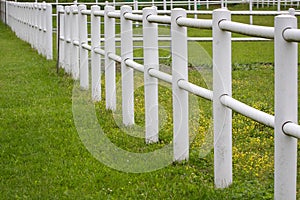 White fence on green grass