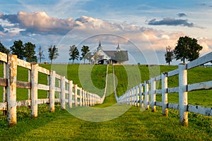 White fence row and barn, Kentucky backroads