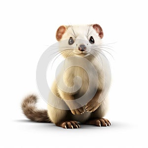 White Ferret 3d Render On White Background