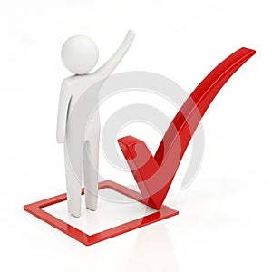 White Figure with a Red Check Mark Icon