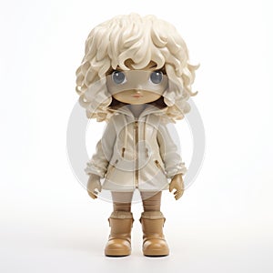 White Figurine With Long Hair And Pale Outfit: Stylistic Manga Vinyl Toy