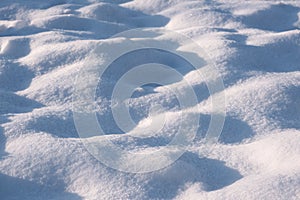 White fine snow surface texture background, winter background