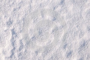 White fine snow surface texture background, winter background