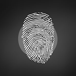 White Fingerprint icon on modern black background. Vector illustration.