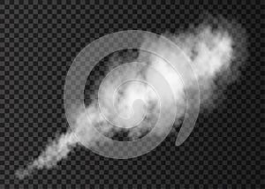 White fire smoke puff isolated on transparent background.