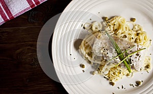 White Fish on Pasta with Parsley and Chives