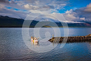 White fishing boat