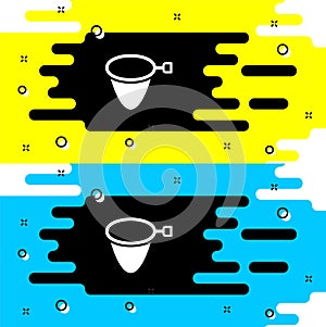 White Fishing net icon isolated on black background. Fishing tackle. Vector