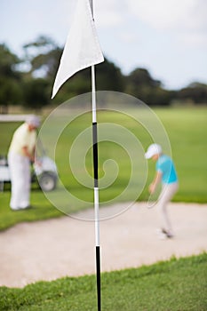 White flag at golf course