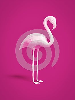 white flamingo on pink background