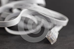 White flat ethernet cable