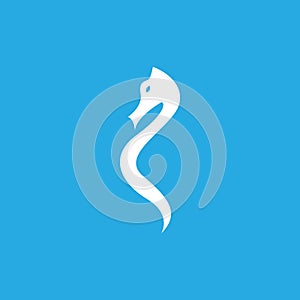 White flat little seahorse logo design vector graphic symbol icon sign illustration creative idea