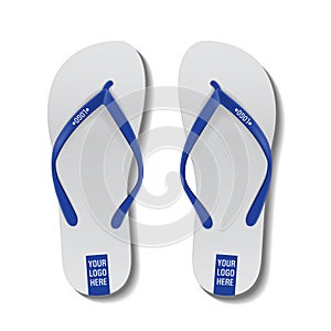 White Flip Flop set. Vector Design Template of Summer Beach Flip Flops Pair For Advertising, logo print