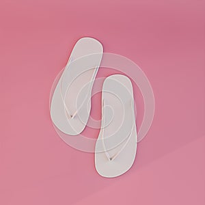 white flip flops isolated on pink background