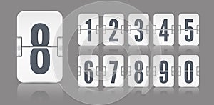 White flip mechanical score board numbers. Vector template for time counter or web page timer