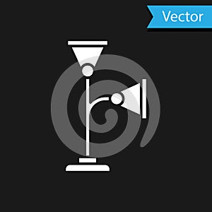 White Floor lamp icon isolated on black background. Vector