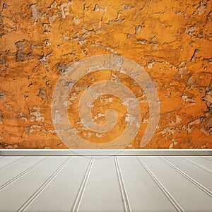 White floor with orange cement wall