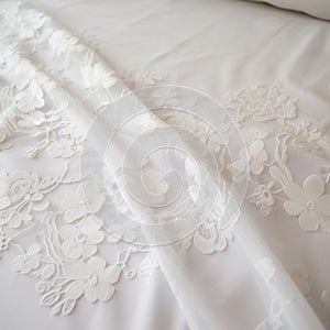 White Floral Embroidered Bed With Tokina Opera 50mm F14 Ff Style