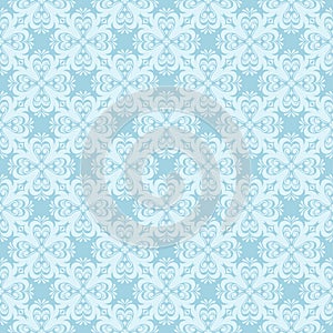 White floral seamless pattern on blue background