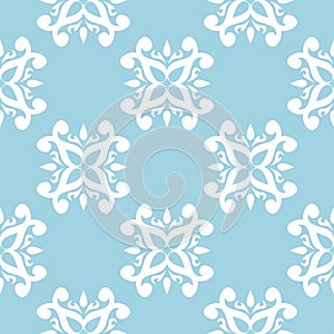 White floral seamless pattern on blue background