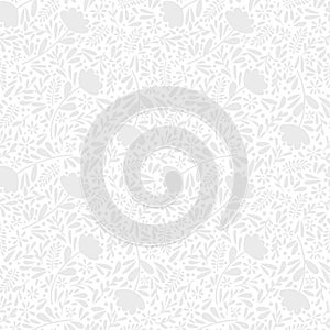 White floral texture, seamless vector pattern, lace inspired background