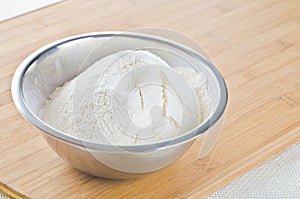 White flour in bowl