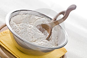 White flour in bowl