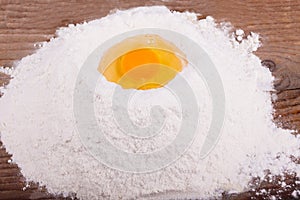 White flour and eggs