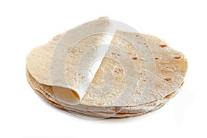 White flour tortillas isolated on white