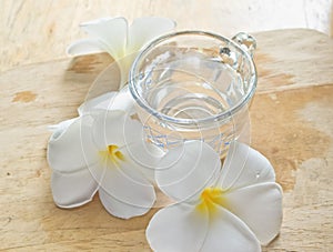 White flower with glass