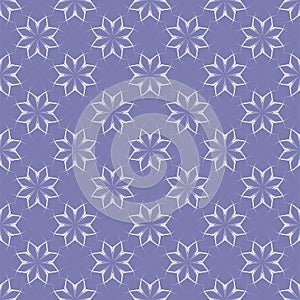 White flower patterns on purple background. Seamless pattern. Abstrac.