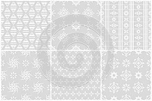 White flower seamless patterns set 2
