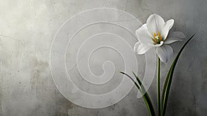 a white flower, in the style of auto-destructive art, light green and dark gray, urban signage, highly realistic