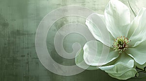 a white flower, in the style of auto-destructive art, light green and dark gray, urban signage, highly realistic