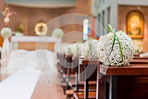 White flowers in church