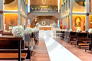 White flowers in church