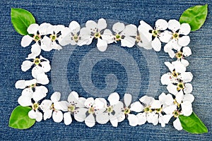 White flowers on jeans