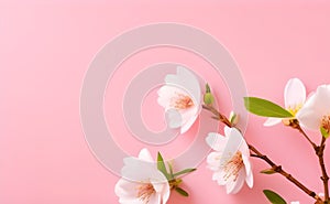 White Flowers, Mother's Day, 8 March, Happy Easter, pink background