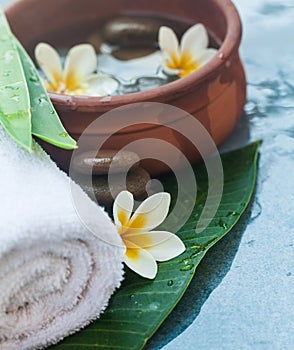 White Flowers and stones for spa relaxation