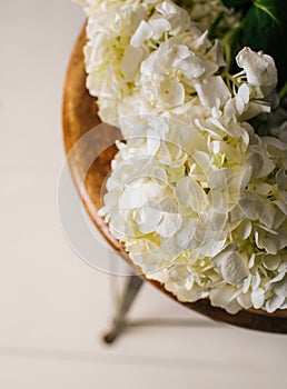 White Flowers on Stool