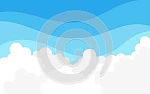 White fluffy cloud on top blue sky outdoor landscape vector background