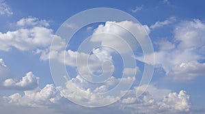 White fluffy clouds and blue sky