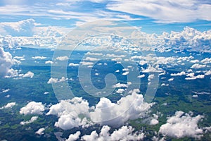 White fluffy clouds in the blue sky