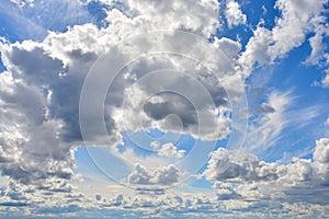 White, Fluffy Clouds In Blue Sky. Background From Clouds